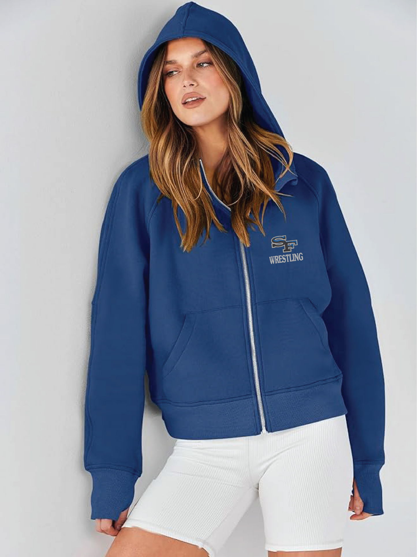 Ladies Fleece-Lined Cropped Full-Zip Hooded Sweathshirt