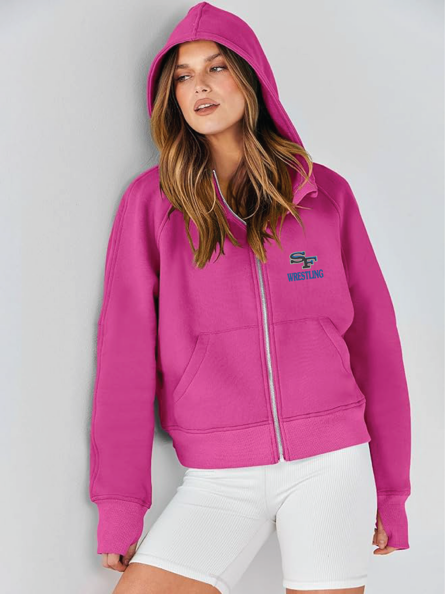 Ladies Fleece-Lined Cropped Full-Zip Hooded Sweathshirt
