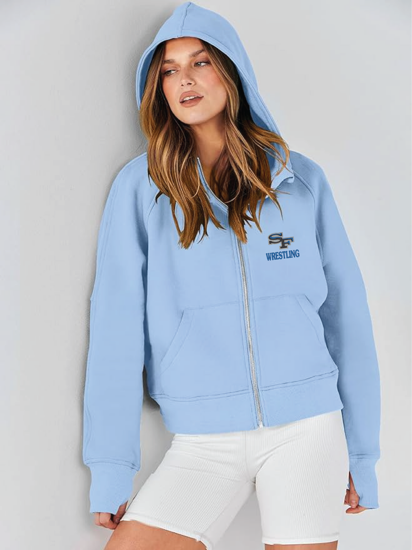 Ladies Fleece-Lined Cropped Full-Zip Hooded Sweathshirt