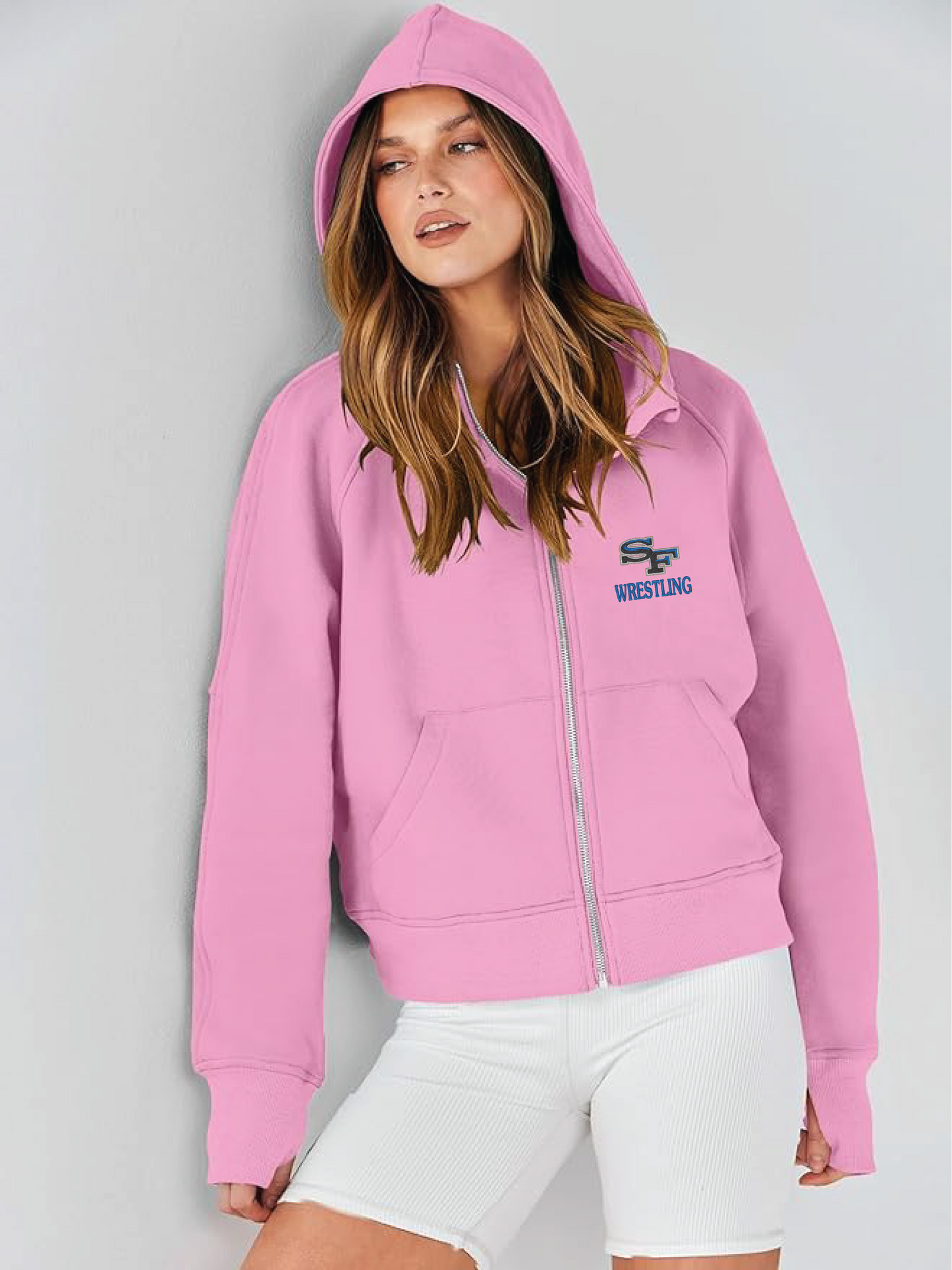 Ladies Fleece-Lined Cropped Full-Zip Hooded Sweathshirt