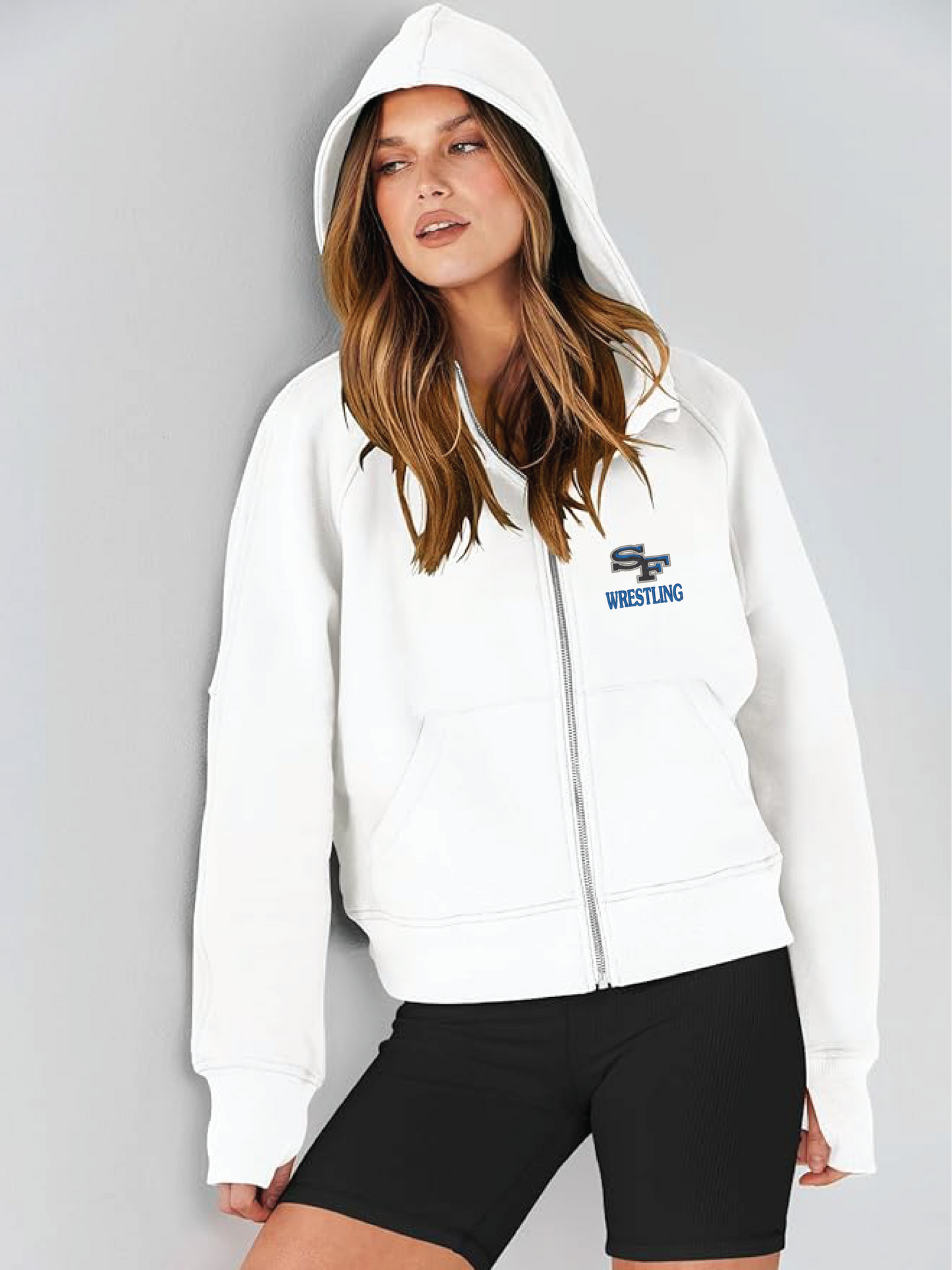 Ladies Fleece-Lined Cropped Full-Zip Hooded Sweathshirt