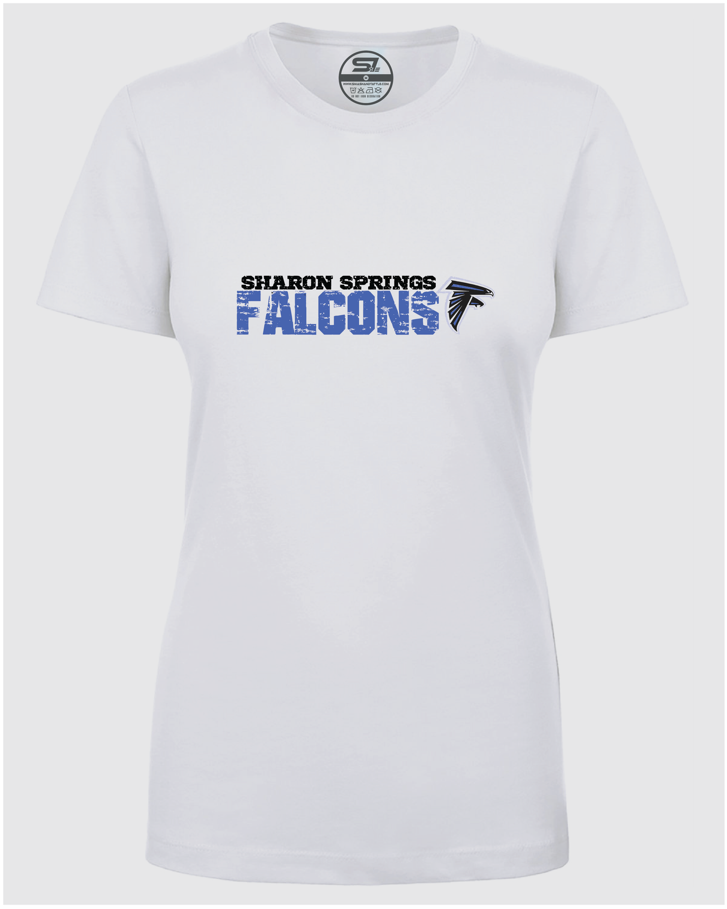 Ladies SS Falcons “Distressed Logo” CVC T-Shirt