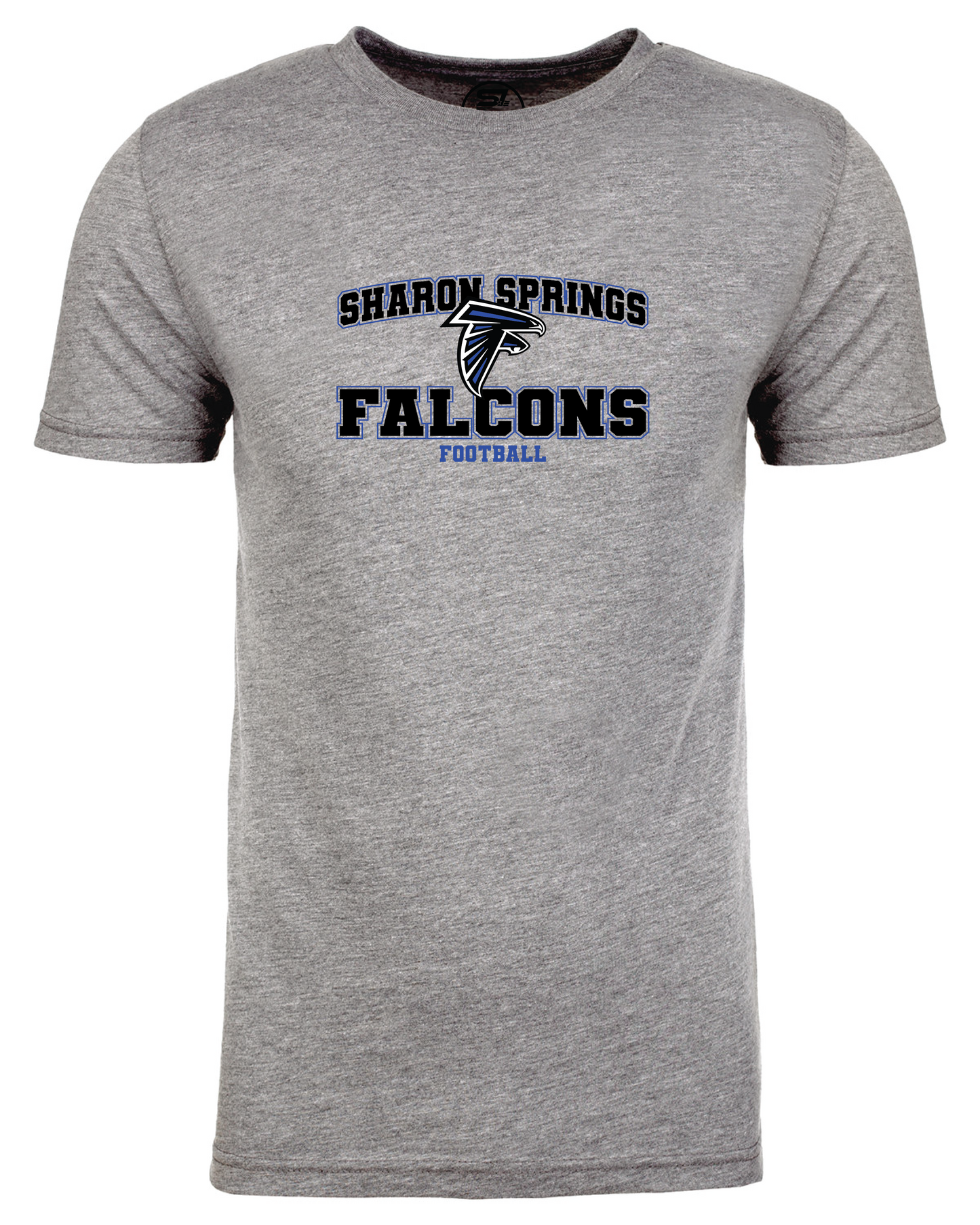 Adult Unisex Sharon Springs Falcons Football "Varsity" Triblend Short-Sleeved Tee