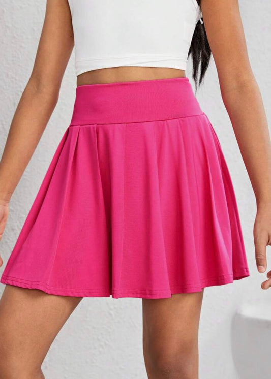 Youth Girls Pleated Athletic Skirt with Built-In Shorts