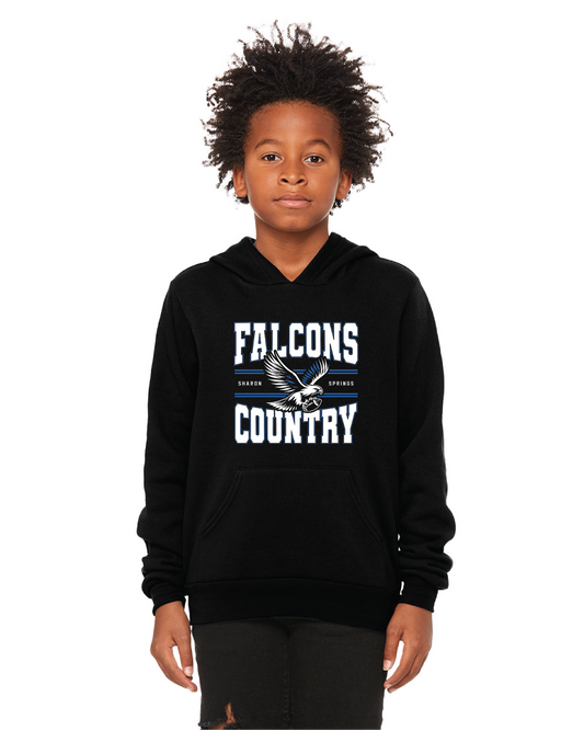 Youth Sponge Fleece Pullover Hooded Sweatshirt w/ Custom 'Falcons Country' Chest Graphic and 4th Grade Johnson/Lafoe 2024 Team Roster