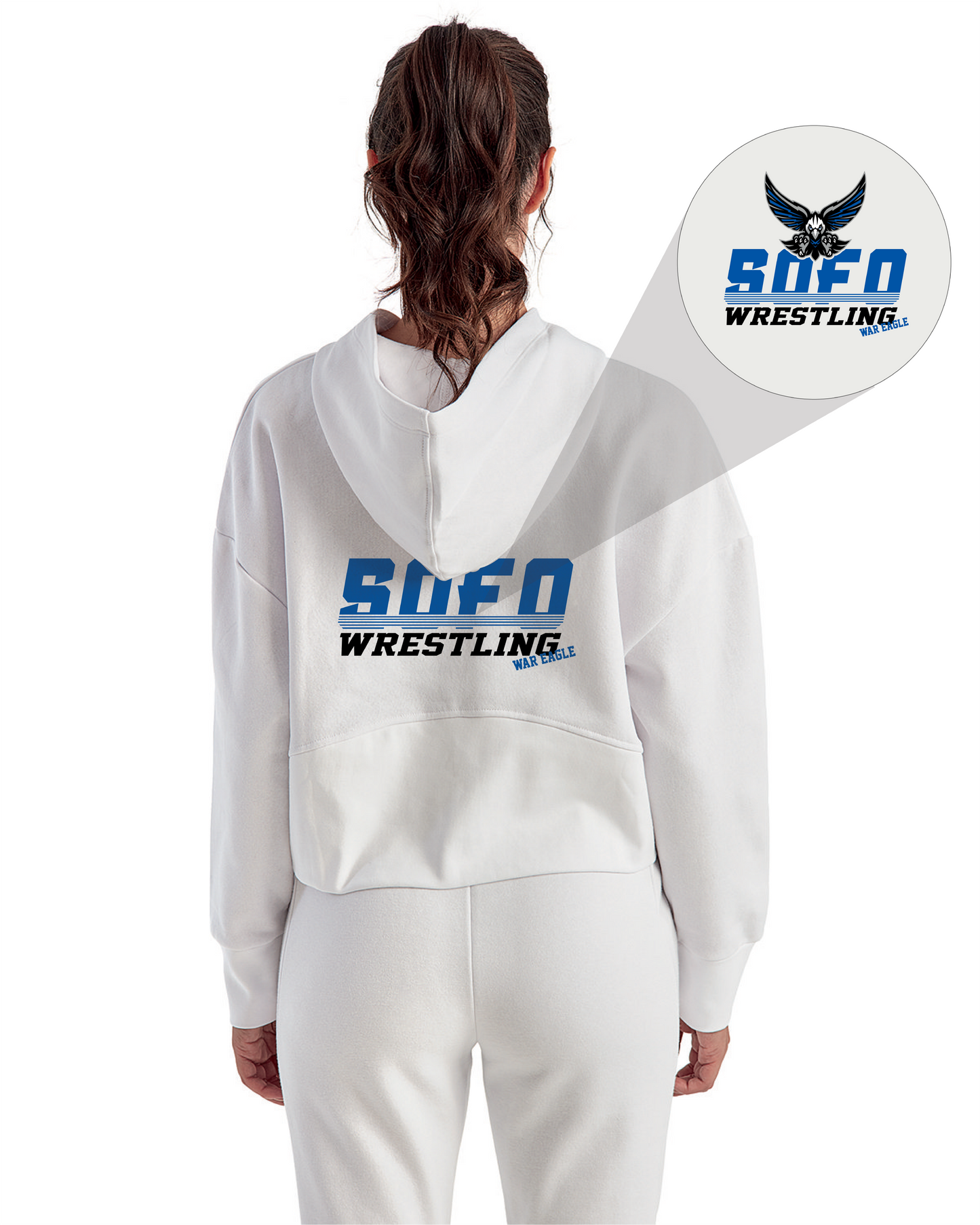 Ladies' Oversized Cropped Half-Zip Hoodie in White