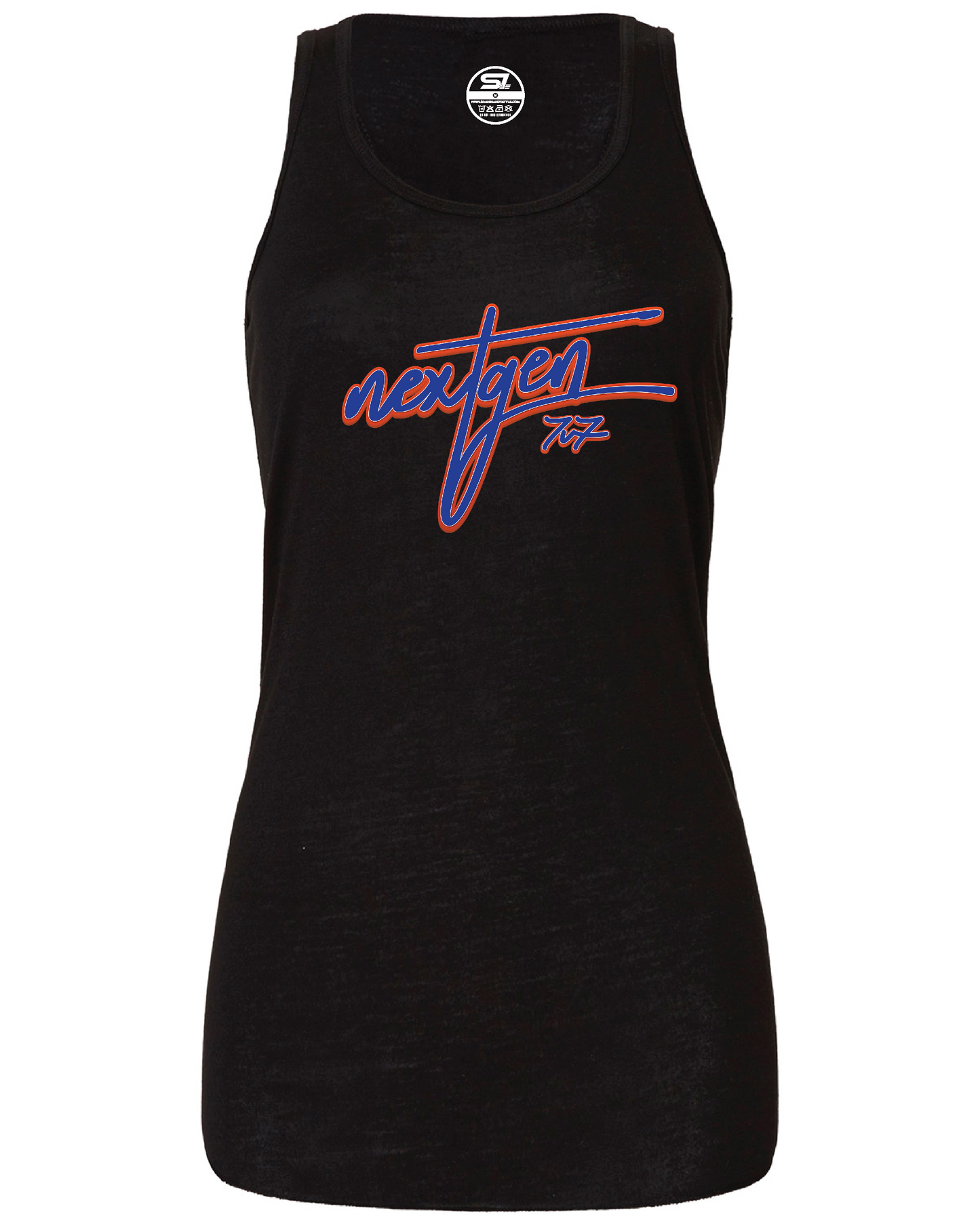 Ladies NextGen Academy 7v7  Flowy Racerback Tank w/ Cursive Logo