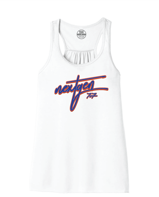 Ladies NextGen Academy 7v7  Flowy Racerback Tank w/ Cursive Logo