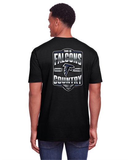 Adult Unisex Sharon Springs Falcons Football "This is Falcons Country" Triblend Short-Sleeved Tee