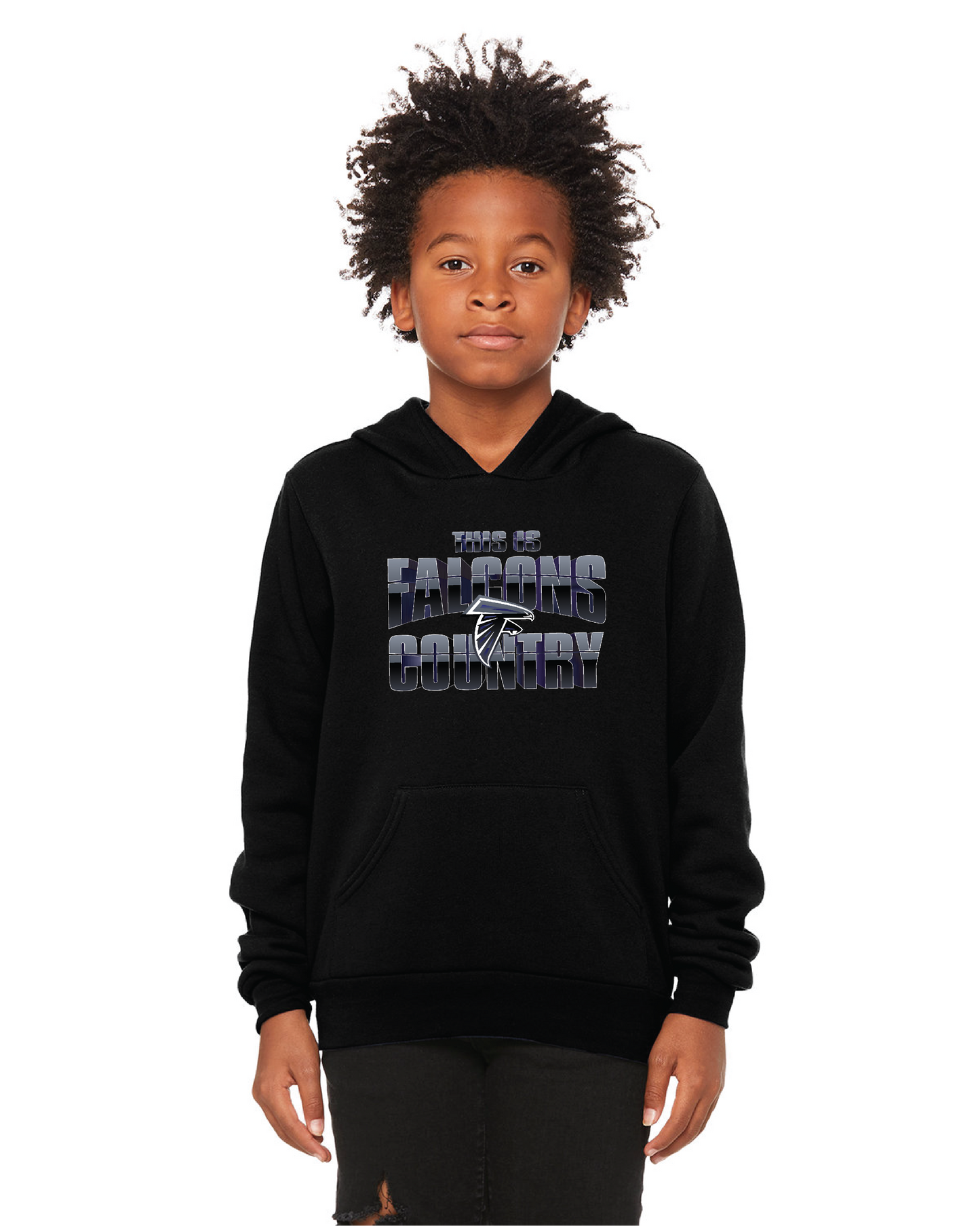 Youth Sponge Fleece Pullover Hooded Sweatshirt w/ Custom 'This is Falcons' Country Chest Graphic and 2nd Grade Ryan 2024 Team Roster