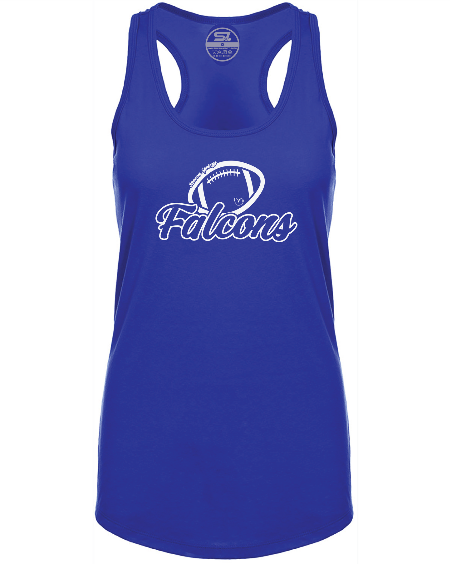 Ladies SS Falcons "Football Love" Racerback Tank