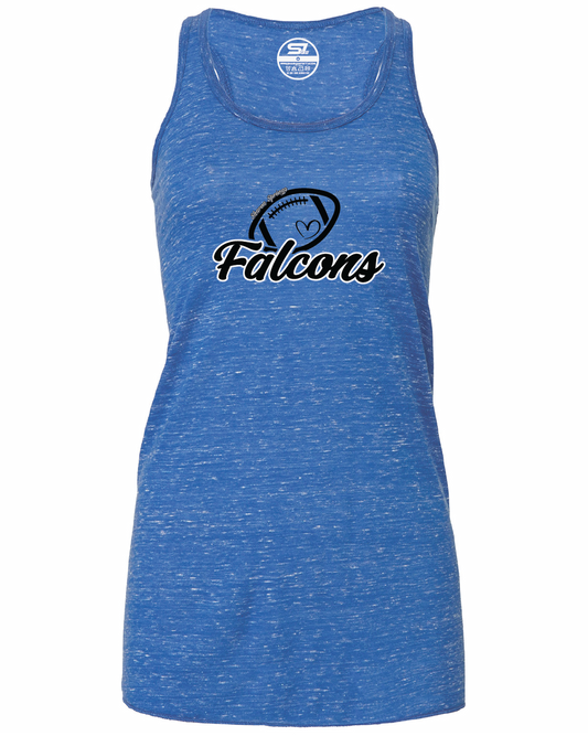 Ladies SS Falcons "Football Love" Flowy Racerback Tank