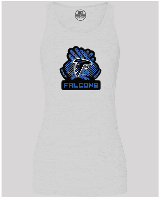 Ladies SS Falcons “Receiver’s Gloves” Flowy Racerback Tank