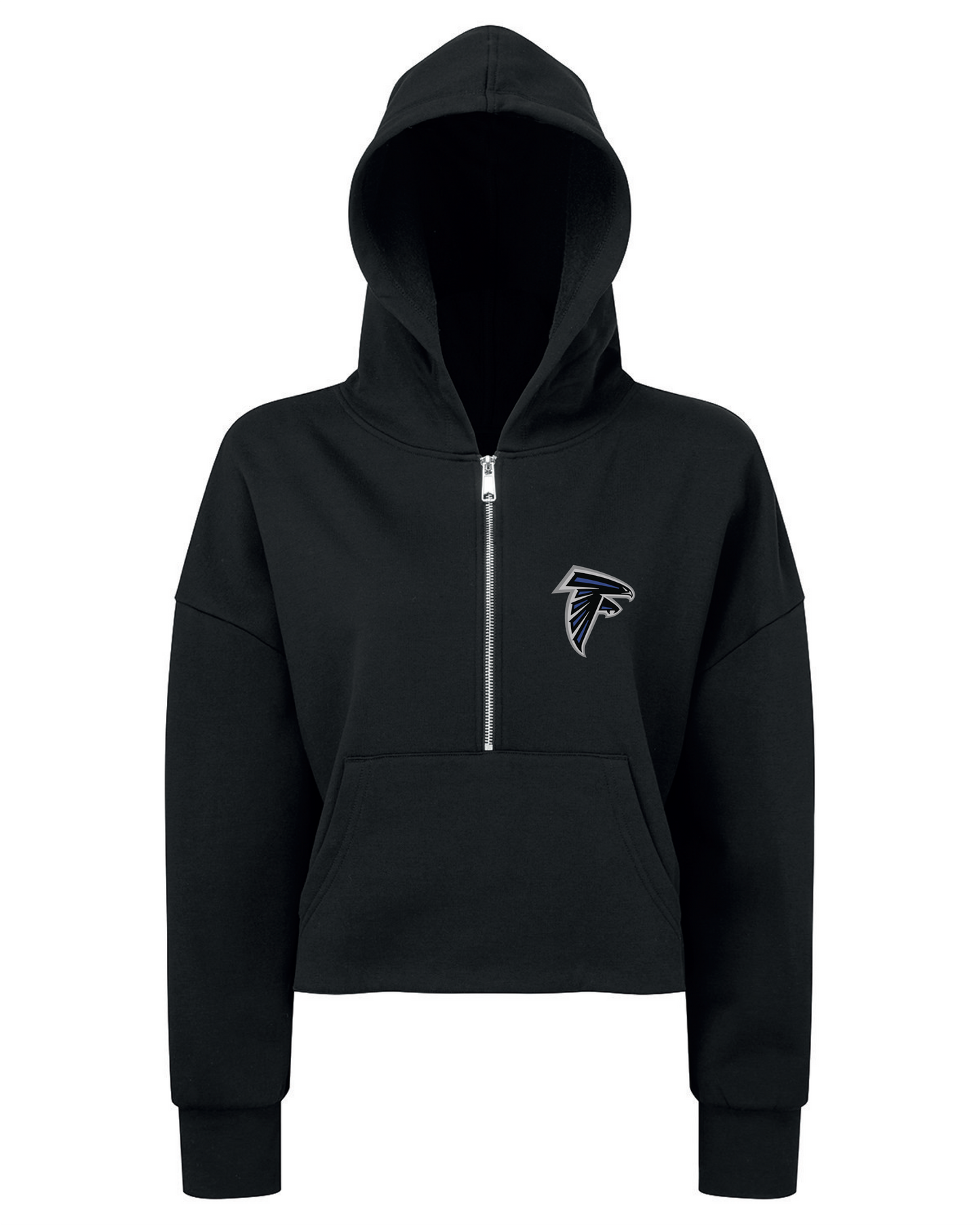 Ladies' Oversized Cropped Half-Zip Hooded  With Embroidered Falcon Logo