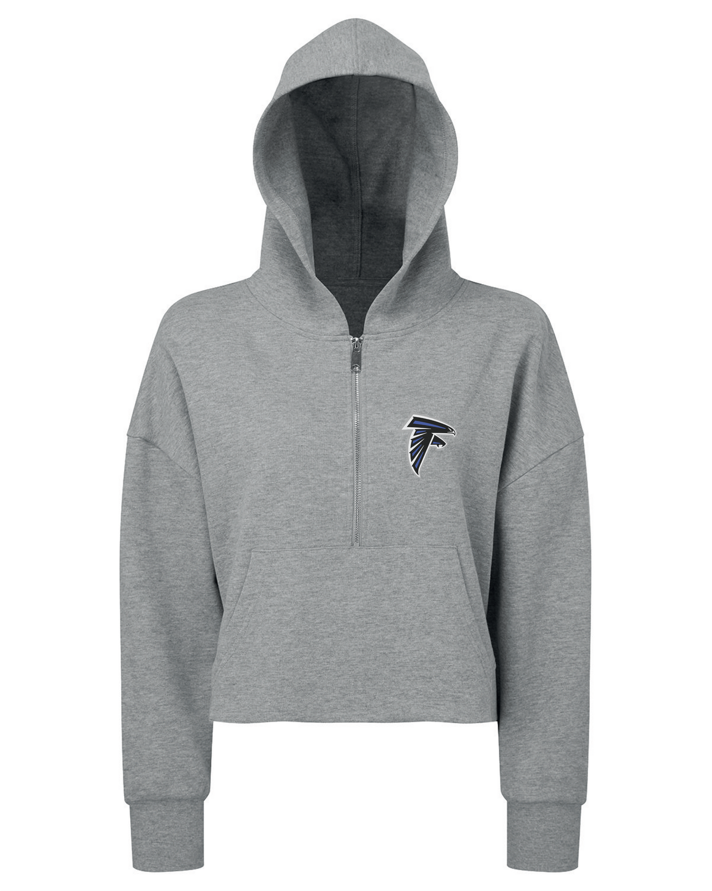 Ladies' Oversized Cropped Half-Zip Hooded  With Embroidered Falcon Logo