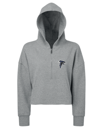 Ladies' Oversized Cropped Half-Zip Hooded  With Embroidered Falcon Logo