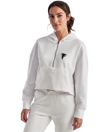 Ladies' Oversized Cropped Half-Zip Hooded  With Embroidered Falcon Logo