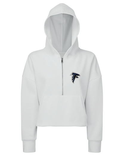 Ladies' Oversized Cropped Half-Zip Hooded  With Embroidered Falcon Logo