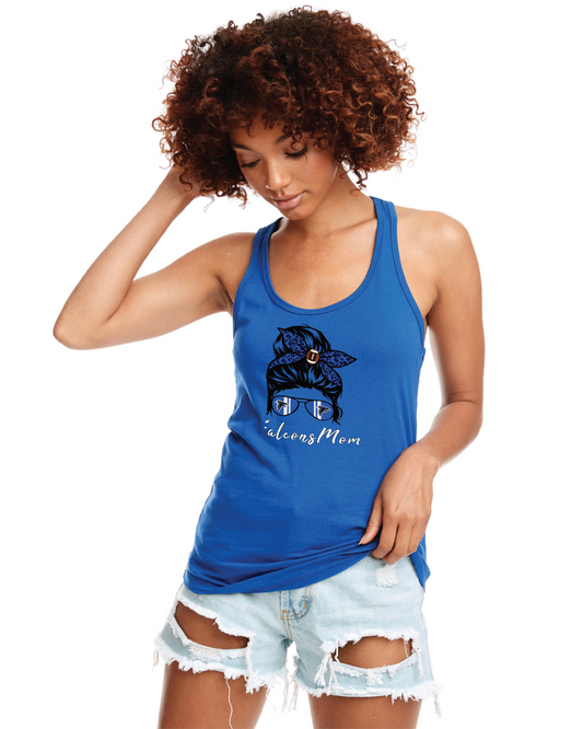 Ladies SS Falcons “Hair Bun” Racerback Tank