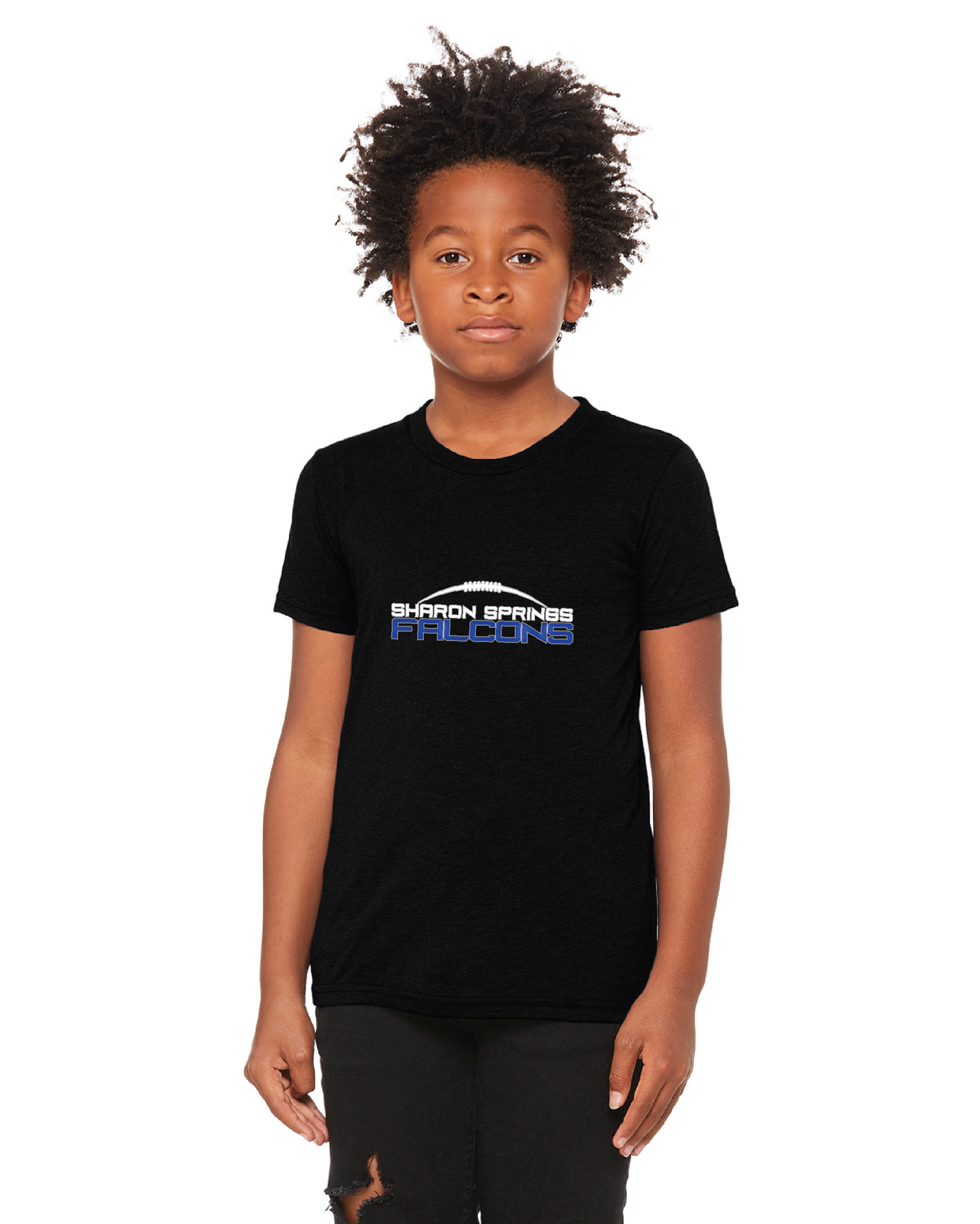 Youth Sharon Springs Falcons "Sleek Logo" Triblend Short-Sleeved Tee