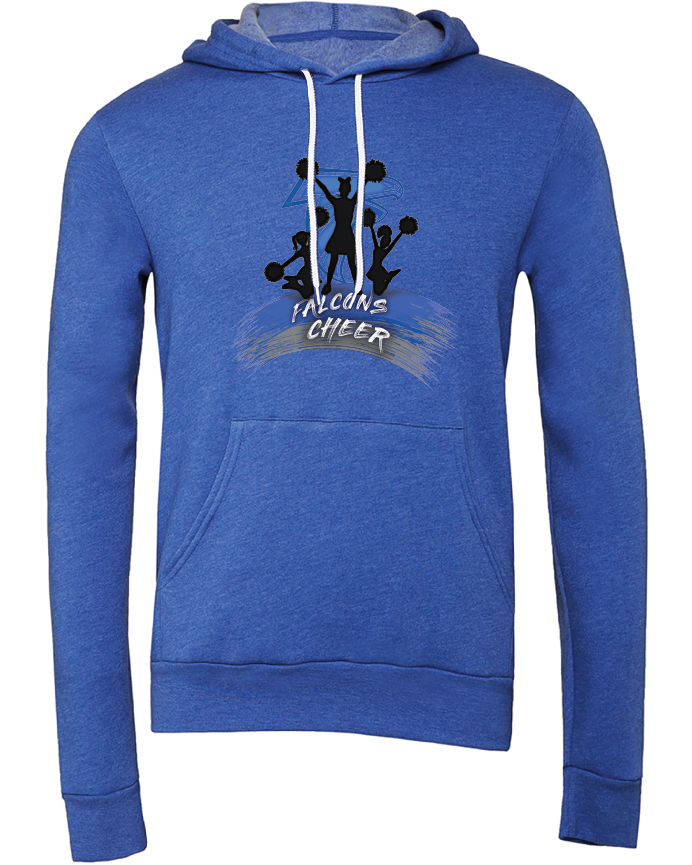 Adult Unisex Sharon Springs Falcons "Cheer Silhouettes" Sponge Fleece Pullover Hooded Sweatshirt