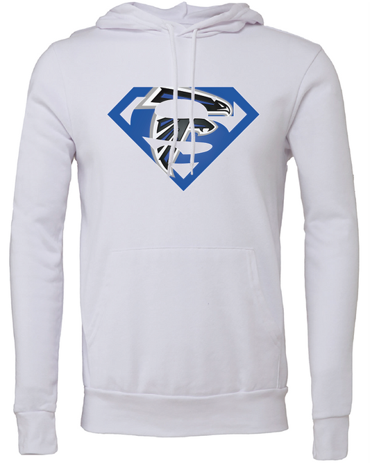 Adult Unisex Sharon Springs Falcons "Superman" Sponge Fleece Pullover Hooded Sweatshirt