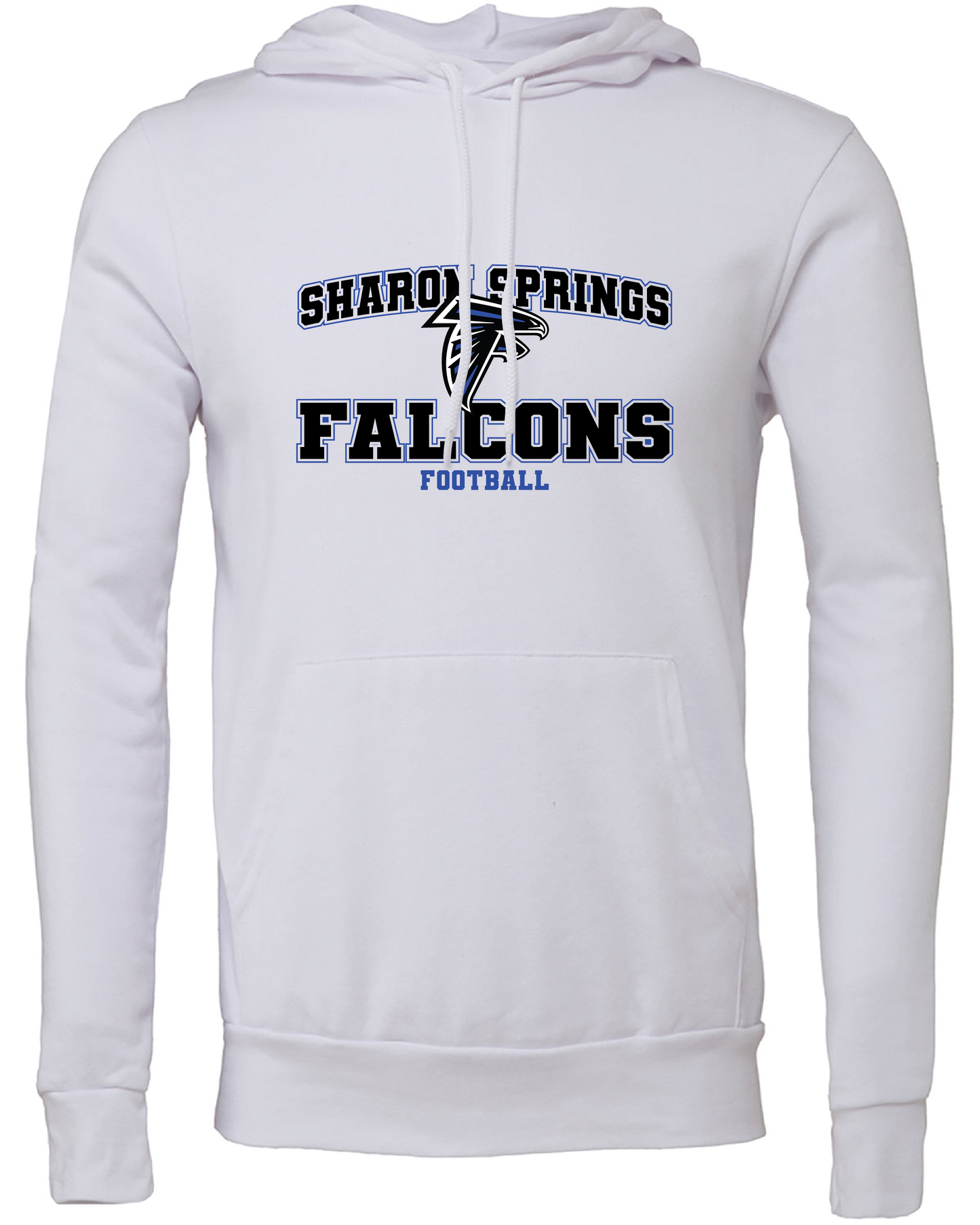 Adult Unisex Sharon Springs Falcons Football "Varsity" Sponge Fleece Pullover Hooded Sweatshirt