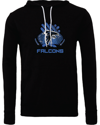 Adult Unisex Sharon Springs Falcons "Receiver's Gloves" Sponge Fleece Pullover Hooded Sweatshirt