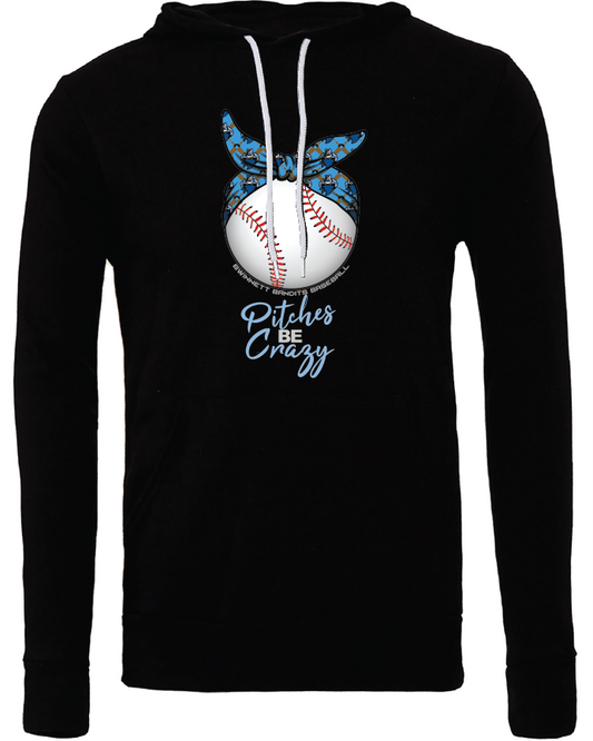 Adult Unisex Gwinnett Bandits Baseball "Pitches Be Crazy" Sponge Fleece Pullover Hooded Sweatshirt