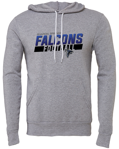 Adult Unisex Sharon Springs Falcons Football "Prevail" Sponge Fleece Pullover Hooded Sweatshirt