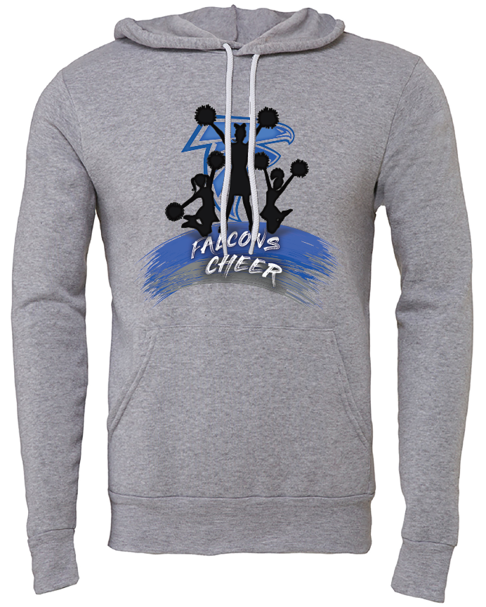 Adult Unisex Sharon Springs Falcons "Cheer Silhouettes" Sponge Fleece Pullover Hooded Sweatshirt