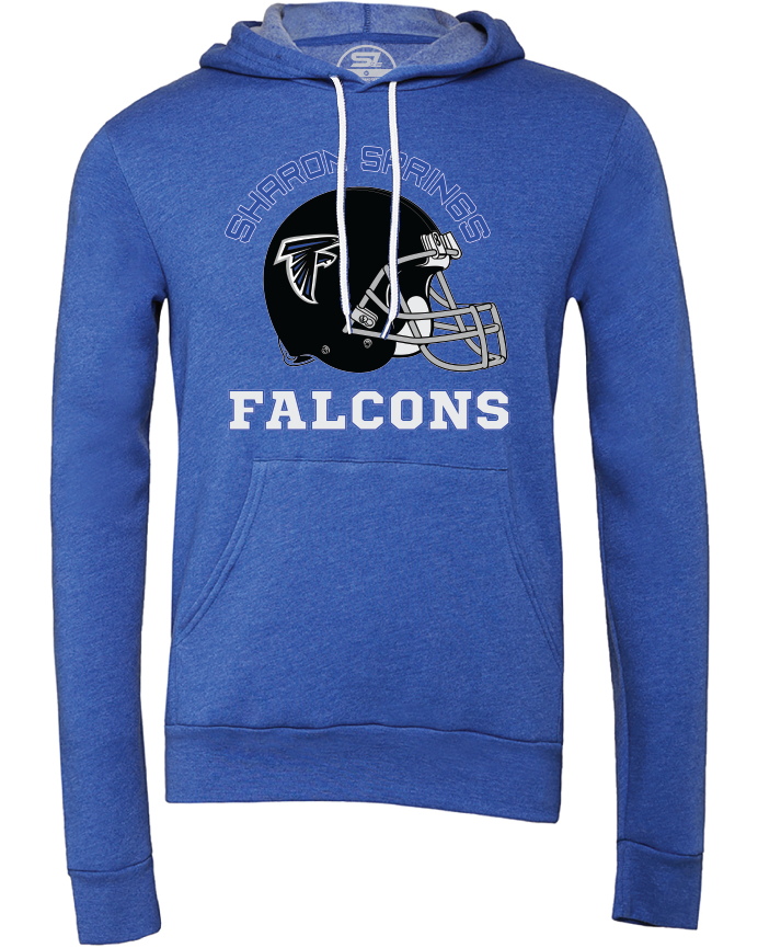 Youth Sharon Springs Falcons "Classic Helmet" Fleece Pullover Hooded Sweatshirt