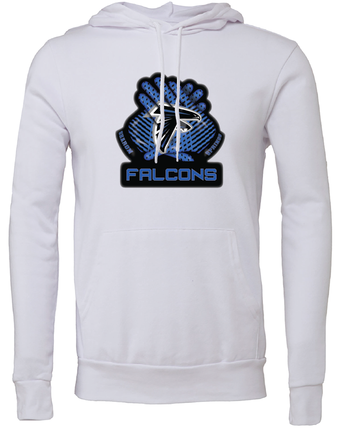 Adult Unisex Sharon Springs Falcons "Receiver's Gloves" Sponge Fleece Pullover Hooded Sweatshirt