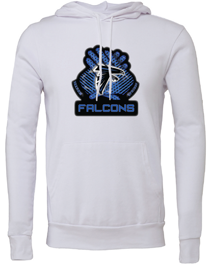 Adult Unisex Sharon Springs Falcons "Receiver's Gloves" Sponge Fleece Pullover Hooded Sweatshirt