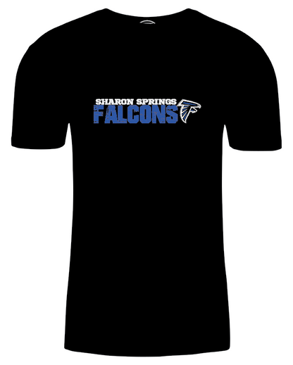 Adult Unisex Sharon Springs Falcons "Distressed Logo" Triblend Short-Sleeved Tee