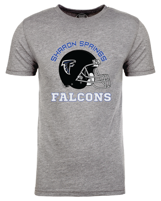 Adult Unisex Sharon Springs Falcons "Classic Helmet" Triblend Short-Sleeved Tee