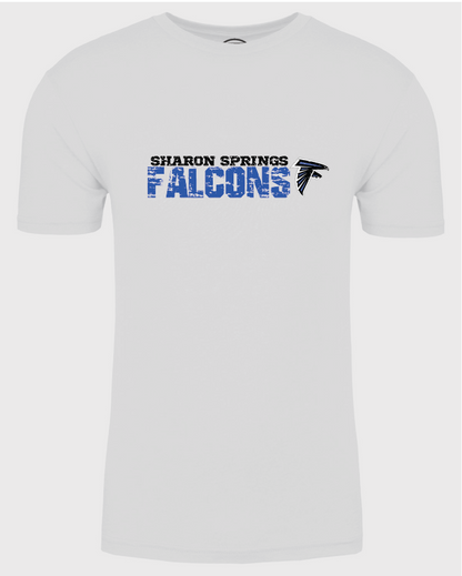 Adult Unisex Sharon Springs Falcons "Distressed Logo" Triblend Short-Sleeved Tee