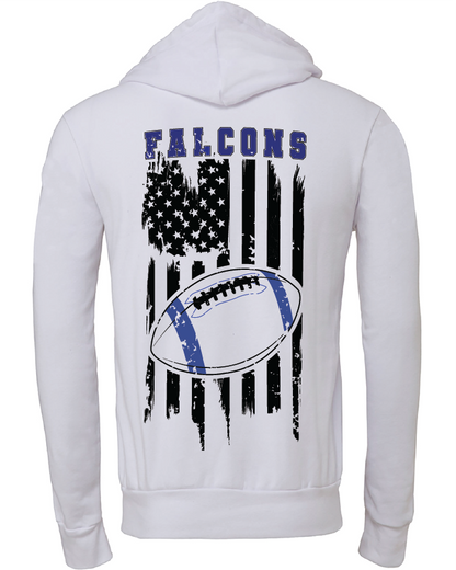 Adult Unisex Sharon Springs Falcons “Grunge Flag” Sponge Fleece Pullover Hooded Sweatshirt