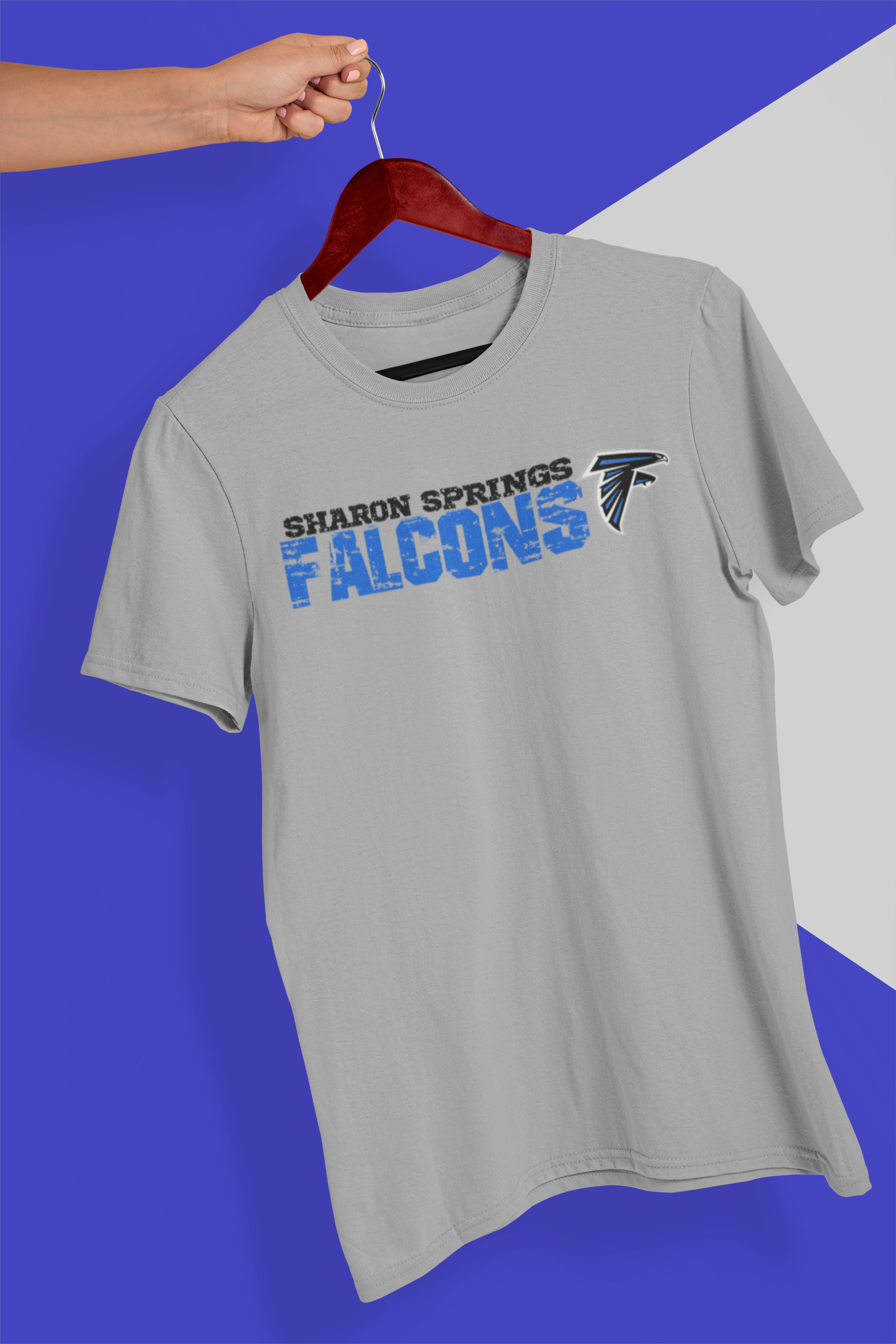 Youth Sharon Springs Falcons “Distressed Logo” Triblend Short-Sleeved Tee