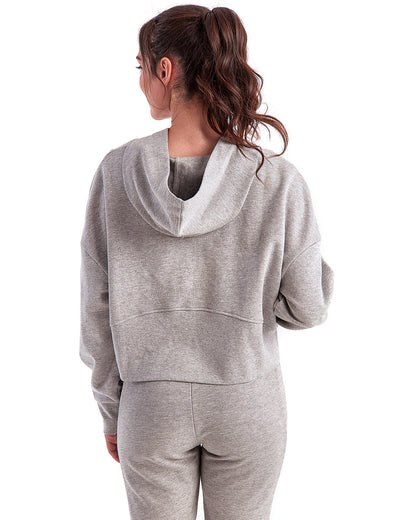 Ladies' Oversized Cropped Half-Zip Hooded  With Embroidered Falcon Logo